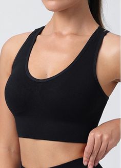 Color:Black;Size:M;Size:L;Size:XL;Size:2XL;Size:3XL;Package Contents:1 X Sports Bra; Black Sleeveless Seamless Activewear, Black Seamless Sleeveless Sports Bra, Black Activewear With Medium Bust Support And High Stretch, Black Activewear With Medium Bust Support For Workout, Sporty Black Scoop Neck Top, Casual Black Seamless Fabric Top, Black Sports Bra With Seamless Stretch Construction, Black Stretch Sports Bra With Seamless Construction, Fitted Black Sports Bra With Medium Bust Support