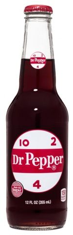 a bottle of dr pepper syrup on a white background