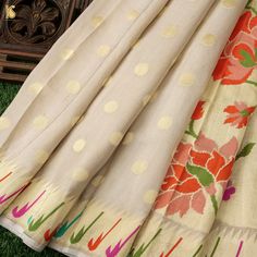 Handwoven Pure Tussar Silk Muniya Border Banarasi Saree - Khinkhwab Beige Saree, Tussar Silk Sarees, Tussar Silk Saree, Banarasi Saree, Saree Fabric, Natural Gold, Banarasi Sarees, Rich Textures, Natural Fabrics