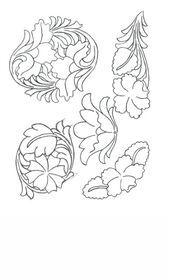 some flowers and leaves are drawn in the shape of a flower, which looks like an ornament