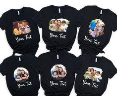 * Custom Photo Shirt, Custom Family Shirt, Family Memories Shirt, Baby shower gift, Custom Text and Photo Tee, Mother Day Gift, Mom life T-Shirts   * High quality and super soft, comfortable shirt. Made with top-of-the-line vinyl and pressed with a professional grade heat press. * Please check all color and size charts before place the order. Since all shirts are custom made based on your selection, I don't accept return or exchange unless there is an issue with your order. *We're working with different shirt brands based on the color/size availability. All shirts we use are soft style, not heavy cotton. Solid colors are all cotton and heather colors are cotton/poly blend. (there may be exceptions) *Our Sweatshirt 70% SoftLume combed and ring-spun cotton, 30% polyester fleece- with 100% So Cute Relaxed Fit T-shirt As Gift, Unisex Black T-shirt For Family, Cute Personalized Crew Neck T-shirt, Customizable Fun Black T-shirt, Black T-shirt With Name Print For Family Matching, Black Family Matching T-shirt With Name Print, Black Family Matching T-shirt Gift, Custom Print Black Tops For Family Occasions, Black Tops With Graphic Print For Family Events