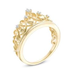 Gold Crown-shaped Diamond Ring, Gold Diamond Ring With Crown Design, Elegant Gold Diamond Ring With Crown Design, Gold Ring With Crown Design, Yellow Gold Crown Jewelry, Crown Fashion, Dolphin Jewelry, Marcasite Jewelry, Heart Crown