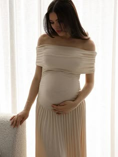 Momyknows Apricot Off Shoulder Ruched Pleated Big Swing Elegant Evening Gown Maternity Boho Photoshoot Baby Shower Maxi Dress Long Sleeve Pregnancy Dress, Summer Baby Shower Dress For Mom, Baby Boy Shower Dress For Mom, Winter Maternity Dress Outfits, Baby Boy Shower Dress, Modern Maternity Shoot Ideas, Dress For Baby Shower Mom, Winter Baby Shower Dress For Mom, Old Money Maternity Outfits