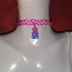 Gummie Bear Charm Necklace Gummy Bear Charm Tattoo Style Choker Necklace Multicolored Stretch To Fit Handmade With Love Kawaii Same Day Or Next Day Shipping Feel Free To Ask For Any Measurements Or Any Questions You Might Have Shopsaritalynne! Cute Adjustable Choker For Parties, Pink Choker For Valentine's Day Gift, Cute Choker Necklaces For Valentine's Day, Cute Pink Choker For Party, Handmade Red Kawaii Jewelry, Trendy Red Jewelry For Birthday, Pink Heart Choker As Gift, Pink Heart-shaped Choker As A Gift, Pink Heart-shaped Choker For Gifts