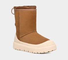 Classic Short Weather Hybrid Casual Insulated Shearling Boots, Casual Outdoor Shearling Boots, Winter Outdoor Waterproof Boots With Branded Insole, Casual Insulated Suede Waterproof Boots, Ugg Tasman, Cold Weather Fashion, Classic Boots, Elastic Laces, Lower Case Letters