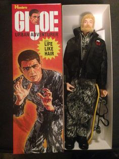 the action figure is in its box and it looks like he's going to die