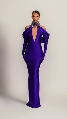 Luxury Purple Long Evening Dress, Purple Long Sleeve Evening Gown, Luxury Purple Long Sleeve Evening Dress, Glamorous Blue Long Sleeve Gown, African Wear For Women, Purple Haute Couture Gowns, Purple Evening Dress, Blue Evening Dresses, African Shirts