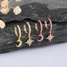 Moon Star Earring Gold Moon Silver Star Minimalist | Etsy Celestial Star Charm Earrings For Everyday, Celestial Earrings With Star Charm As Gift, Minimalist Star Charm Earrings As Gift, Everyday Celestial Earrings With Star Charm, Rose Gold Star Earrings For Gift, Rose Gold Celestial Earrings For Gift, Moon Charm Star-shaped Earrings For Gifts, Moon Charm Star Earrings As Gift, Star-shaped Moon Charm Earrings For Gift