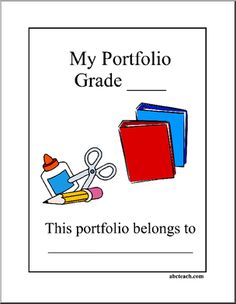 a book with scissors and books on it that says, my portillo grade this portfolio belongs to