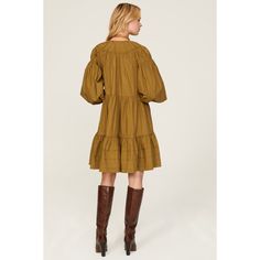 Brown cotton (100% Cotton). Shift. Long sleeves. V-neck. Pull on. 34.5" from shoulder to hemline. Imported. Rosa Dress, Rent The Runway, Closet Designs, Flower Child, Ulla Johnson, Long Sleeves, V Neck, Long Sleeve, Fashion Design