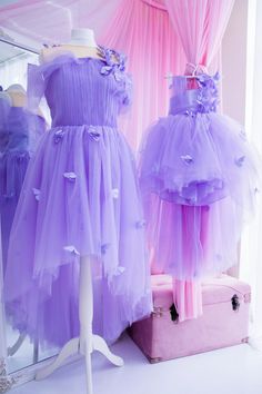 Lilac Dresses, Matching Dresses, Mommy And Me, Birthday Party Gown, Birthday Girl Dress, Dress With Butterflies, Butterfly Birthday Dress, Mother Daughter, Butterfly Style Dress, Wedding Guest Dress, Set Dresses, Lavender Tulle Dress, Hi Lo Length Dress, Tutu Matching Dress, Dresses For Photoshoot Matching dresses with butterflies for mommy and daughter have very original fashionable design... is so gorgeous that we do not have enough words to express how is it! This stylish dresses is perfect f Princess Style Spring Wedding Ball Gown, Purple Ball Gown Dresses For Spring, Purple Ball Gown For Spring, Spring Wedding Princess Ball Gown, Spring Purple Ball Gown Dress, Purple Princess Dress For Prom Season, Princess Style Bridesmaid Ball Gown For Party, Floor-length Tulle Princess Dress For Party, Floor-length Princess Dress For Party