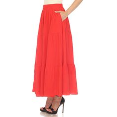 Elevate your fashion game with this flowy and effortlessly chic skirt. This maxi skirt from White Mark boasts a pleated design that adds texture, movement, and a touch of sophistication to your look. Dress it up or down as this skirt is incredibly versatile. Pair it with a tucked in blouse and heels for a sophisticated look or go for a more relaxed vibe with a tucked in tee and sandals and pair it with a jacket on chilly days. It’s perfect for various occasions and style preferences. Maxi Skirt Fall, Chic Skirt, Maxi Skirt Style, Chic Skirts, Tiered Maxi Skirt, Fall Skirts, White Mark, White Skirts, A Jacket