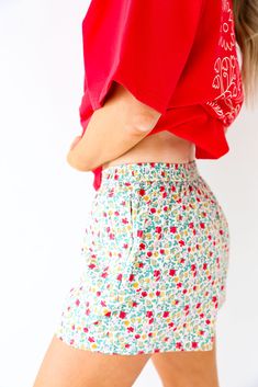 the cutest comfiest boxer shorts featuring an elastic waistband + pockets! I love pairing these with graphic tees or sweatshirts! Model is 5’4” wearing a size small Cute Cotton Pajama Shorts With Elastic Waistband, Cute Cotton Pajama Shorts With Relaxed Fit, Playful Loungewear Shorts With Elastic Waistband, Retro Cotton Shorts With Elastic Waistband, Playful Elastic Waistband Shorts For Loungewear, Playful Pajama Shorts For Loungewear, Cute Cotton Bottoms With Elastic Waistband, Playful Cotton Pajama Shorts With Built-in Shorts, Cotton Bottoms With Elastic Waistband For Weekend