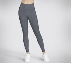 Start the day in comfort and stylish versatility, perfect for every workout in Skechers GO WALK Wear HW Legging. This active high-waisted legging features a GO FLEX moisture-wicking nylon and spandex blend fabric, chafe-free seams for total comfort and exterior side pockets. | Skechers Women's GO WALK High-Waisted Legging | Skechers GO FLEX nylon and spandex blend fabric features an inclusive of 4-way stretch, moisture-wicking and UPF 40+ properties | Features a soft cotton-like hand feel and ma Skechers Go Walk, Skechers Women, Start The Day, Personal Marketing, Leggings Fashion, Grey Fashion, High Waisted Leggings, Moisture Wicking, New Product