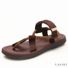 Lasaky - Outdoor Leisure Anti-Slip Sandals Beach Slippers for Casual Wear Brown Open Toe Sport Sandals For Vacation, Summer Beach Sport Sandals In Brown, Brown Sport Sandals For Summer Beach, Brown Summer Beach Sport Sandals, Brown Sport Sandals For Spring Beach Occasion, Brown Slip-on T-strap Sandals For Vacation, Comfortable Brown Sandals For Beach Season, Brown Slip-on Sport Sandals For Vacation, Brown Casual Sandals For Beach Season