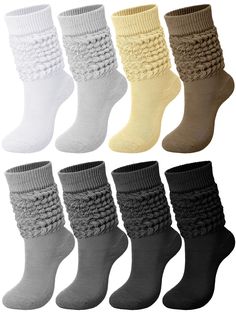 PRICES MAY VARY. Package Content: you will receive 8 pairs of slouch socks in different colors, classic and retro style, which is good for dressing up or down, casual wear, hiking, walking, jogging, sports, working out, gym, costumes, 80s look, 90s look, lounge wear, work from home, and everyday Wide Usage: our scrunchy socks for women are suitable for neon party, 80s and 90s party, cosplay proms, costume party, gathering and more occasions, also suitable for photo shoot and daily wear Versatile Cheap Cozy Stretch Socks, Cozy Fitted Solid Socks, Cheap Cozy Socks For Women, Cheap Cozy Soft Socks, Warm Snug Solid Socks, 80s Look, Slouch Socks, 90s Looks, Sock Packs