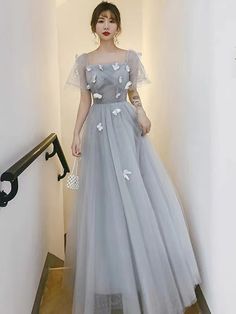 Gray Wedding Dresses For Prom Season, Gray Spring Bridesmaid Dress, Spring Gray Bridesmaid Dress, Summer Wedding Gray Dresses, Gray Evening Dress For Prom Season Banquet, Gray Evening Dress For Banquet And Prom Season, Gray Prom Evening Dress For Prom Season, Gray Evening Dress For Prom, Gray Floor-length Prom Evening Dress