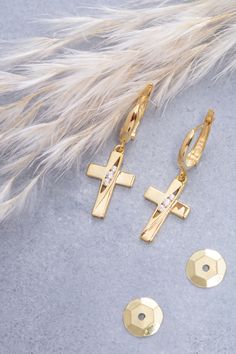 ★14K Solid Gold Cross Earrings, 925 Sterling Silver Cross Earrings, Special Design Real Gift Earrings, Valentine's Day Gift, Mother's Day Gift★ ✔ FEATURES: -Gold KT: 14K Solid Gold and 925 Silver -Colors: 925 White Gold, 925 Rose Gold, 925 Yellow Gold, 14K White Gold, 14K Rose Gold, 14K Yellow Gold ✔ SHIPPING: -Ready to Ship in 1-3 Business Days -FREE shipping on all orders -Packed in a labeled gift box -The perfect birthday or holiday (Christmas, Hanukah, valentines day...etc.) gift! -We ship g Elegant Cross Hoop Earrings Gift, White Gold Huggie Earrings With Lever Back For Gifts, White Gold Cross Earrings For Gift, White Fine Jewelry Huggie Earrings As Gift, White Fine Jewelry Huggie Earrings For Gift, White 14k Gold Huggie Earrings As Gift, White Huggie Earrings As Fine Jewelry Gift, Hypoallergenic Yellow Gold Earrings For Mother's Day, White Gold Earrings For Mother's Day