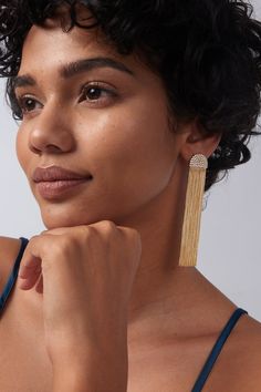 Dazzle all night long with these Aeris tassel drop earrings! These shimmering tassel drop earrings make a statement at any party, leaving you shining like a star! Way more than just minimalist chic, these earrings are water-proof and tarnish-proof. Make a statement without saying a word - these earrings were made for luxury. ………………………………….D E T A I L S• Materials: Stainless steel, 18k gold plating, cubic zirconia• Length: 7cm (2.7 inches)• Width: 1.7cm (0.7 inches)• Weight: 14g/pair• This produc Dangle Tassel Earrings With Rhinestone Fringe, Elegant Long Drop Chandelier Earrings With Tassels, Glamorous Rhinestone Fringe Tassel Earrings For Party, Elegant Long Drop Tassel Chandelier Earrings, Glamorous Rhinestone Fringe Dangle Tassel Earrings, Glamorous Tassel Drop Earrings, Party Tassel Drop Earrings With Rhinestone Fringe, Elegant Evening Tassel Drop Earrings, Glamorous Tassel Earrings With Rhinestone Fringe