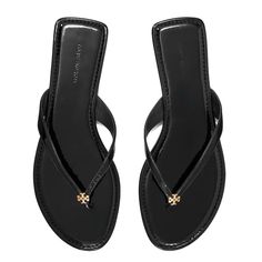 Signature Logo Hardware Details The Toe Post Of A Versatile Flip Flop That Will Complement Your Warm-Weather Style. Flat Sole Leather Or Synthetic Upper/Leather Lining And Sole Imported Item #7521449 Size 7 New In Box Luxury Black Flip Flops For Summer, Luxury Black Summer Flip Flops, Designer Black Leather Flip Flops, Designer Black Flip Flops For The Beach, Tory Burch Flip Flops, Goat Leather, Tory Burch Shoes, Signature Logo, Warm Weather