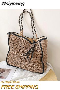 Shipping: Worldwide Express Shipping AvailableDelivery time: 🚚7-15Days Fast ShippingReturns: Fast refund,💯100% Money Back Guarantee.Brand Name: XZANHandbags Type: Shoulder BagsTypes of bags: Shoulder & HandbagsMain Material: StrawLining Material: PolyesterShape: Casual TotePlace Of Origin: HE BEI ProvincePlace Of Origin: HE BEI ProvinceOrigin: Mainland ChinaCN: HebeiHardness: SOFTPattern Type: Hollow OutInterior: No PocketDecoration: TASSELDecoration: fashion straw shoulder bagExterior: NONEOc Summer Beach Bag, Retro Purse, Woven Tote Bag, Shoulder Bags For Women, Wedding Bag, Bag Luxury, Handbag Wallet, Tote Bag Purse, Casual Tote