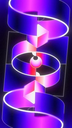 an abstract photo with purple and pink shapes in the center, on a black background