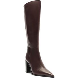 Schutz Mikki Up Leather Block Heel Tall Boots | Dillard's Schutz Brown Boots, Medium Width Leather Knee-high Boots, Tall Leather Boots For Work, Leather Mid-calf Boots With Medium Width, Tall Leather Mid-calf Boots With Medium Width, Leather High Shaft Mid-calf Boots For Fall, Leather Mid-calf Boots Medium Width Tall, Leather Knee-high Boots For Fall, Leather Tall Heeled Boots For Work