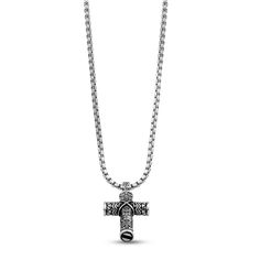 If you want to honor someone close to you after they have passed away, do it with style. This urn pendant necklace offers a meaningful way to honor the legacy of your loved one while keeping them close at all times. The stainless steel is molded into a spectacular cross, which is intricately crafted for a distinctive finish. Because this is memorial jewelry, there is space inside the cross for the ashes. The chain is also unique with a boxy look that makes a statement. Two sizes are available wh Detailed Cross, Pet Jewelry, Urn Pendant, Cremation Urns, Memorial Jewelry, Animal Jewelry, Cross Necklace, Do It, Silver Necklace