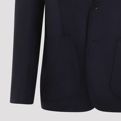 Brioni Navy-Blue Sapphire Wool Ds Jacket. Crafted in wool and silk blend. Notched collar, front buttoned fastening, side pockets, tonal stitching, long sleeves, buttoned cuffs, round hem. Luxury Long Sleeve Outerwear With Welt Pockets, Classic Long Sleeve Blazer With Button Cuffs, Modern Tailored Sport Coat With Concealed Placket, Formal Sport Coat With Button Cuffs, Semi-formal Wool Outerwear With Button Cuffs, Classic Long Sleeve Suits With Button Cuffs, Designer Tailored Blazer With Patch Pockets, Modern Tailored Long Sleeve Blazer, Tailored Single Breasted Long Sleeve Blazer