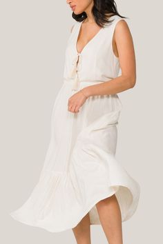 The embodiment of carefree summer spirit. Wear this breathable, versatile dress for a day on the beach, a stroll through the farmers market, or your neighbor's sunset garden party. Summer V-neck Beach Dress For Garden Party, Summer Linen V-neck Dress For The Beach, Beachy Midi Dress For Brunch During Beach Season, Daywear Sundress Maxi Dress Unlined, Breezy Maxi Dress For Summer Garden Party, Spring Beachwear Maxi Dress For Brunch, Summer Daywear Unlined Maxi Dress, Chic Summer Sundress For Garden Party, Breezy Maxi Dress For Brunch