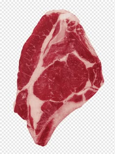 a piece of raw meat on a white background with clippings to the side