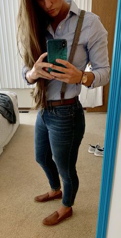 Tomboy Bridal Shower Outfit, Nerdy Lesbian Style, Date Night Lesbian Outfits, Lesbian Suspenders, Smart Lesbian Outfit, Sporty Lesbian Style, Professional Tomboy Outfits, Tomboy Dressy Outfits Wedding, Corporate Lesbian Style