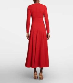 Crepe Midi Dress, Emilia Wickstead, Red Midi Dress, Work Attire, Modest Dresses, Fitted Bodice, Timeless Design, The Uk, Red Carpet