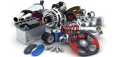 an assortment of different types of engine parts on a white background with clippings