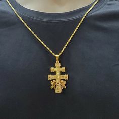 "Stainles Steel Jewelry 24K Gold Plated Caravaca Crucifix Cross Pendant w chain. A B O U T We offer high quality jewelry for all. All items are nicely packaged. Thank you for shopping with us ❤️ Feel free to send a message if you have any questions! * Style: Pendant * Material: Stainless Steel * Theme: Religious * Gender: Unisex * Type: Necklace * Color: Gold * Metal Purity: Stainless Steel * Main Stone: No Stone * Pendant Shape: Cross * Metal: Stainless Steel * Brand: MyDivineSpace * size: 2,5\ Gold Cross Rope Chain Jewelry, Gold Byzantine Tarnish Resistant Necklace, Gold Rope Chain Cross Jewelry, Gold Byzantine Hallmarked Necklace, Byzantine Style Gold Crucifix Jewelry, Gold Byzantine Cross Jewelry, Traditional Gold Crucifix Jewelry, Gold Byzantine Chain Jewelry, Gold Stainless Steel Crucifix Necklace