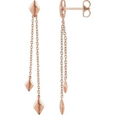 Hand Crafted in Los Angeles 14K Solid White, Yellow or Rose Gold Ethically Sourced Materials Chain Drop Earrings, Platinum Jewelry, Geometric Diamond, Diamond Shaped, Polish Jewelry, Chain Earrings, Earring Backs, Pure Silver, Diamond Shapes