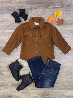 Rust Brown Girls Corded Button Down Top - Sydney So Sweet Brown Tops With Buttoned Pockets For Winter, Brown Top With Buttoned Pockets For Winter, Spring Brown Top With Buttoned Pockets, Brown Snap Buttons Top For Fall, Brown Button-up Winter Tops, Brown Buttoned Tops For Fall, Brown Tops With Buttons For Fall, Brown T Shirt Outfit, Ohio Girls