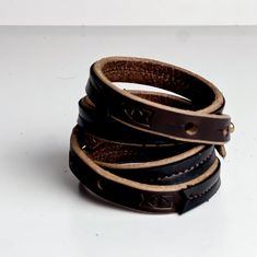 Everyday Wrap Bracelet | Black Brown Leather Bracelet For Everyday Use, Brown Leather Bracelet Fashion Accessory, Leather Bracelets For Everyday Use, Handmade Adjustable Leather Wrap Bracelet, Leather Bracelet With Wrist Strap For Everyday Use, Handmade Leather Bracelets For Everyday, Handmade Leather Bracelet For Everyday, Leather Double Band Bracelet With Leather Strap, Brown Leather Bracelet With Wrist Strap For Everyday