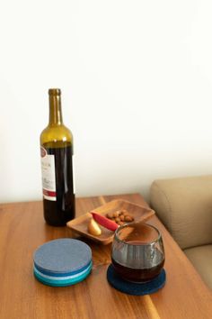 Coaster 6 Pack Kobon Set - Round (4866144567405) (4866484043885) (4866485092461) Graf Lantz, Wool Felt Coasters, Wool Coasters, Clean And Minimal, Felt Coasters, Leather Tray, Round Leather, Color Shapes, Sustainable Materials