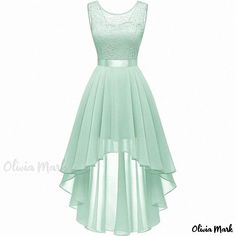 Olivia Mark - Waist-Enhancing Solid Color Sleeveless Lace Evening Dress Terry Cloth Dress, Lace Evening Dress, Brown Outfit, Lace Evening Dresses, Waist Circumference, Types Of Collars, Evening Dress, Sleeve Type, Light Green