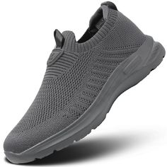 PRICES MAY VARY. The latest in mesh technology features an elastic design that intertwines with the knitted upper, helping your foot feel secure as you run. Memory foam insole.Comfortable and soft,the feeling of walking on the cloud and don't feel sore feet as you all day. Low-top design and easy pull on and take off.Padded collar and tongue fit the ankle better and prevent wear. This shoes have lightweight foam under foot.Foam full length cushioned comfort and athletic-inspired lightweight shoc Breathable Functional Slip-on Sneakers For Errands, Slip-resistant Gray Sneakers For Jogging, Mesh Running Shoes With Arch Support For Training, Sporty Slip-on Sneakers With Breathable Mesh For Running, Mesh Slip-on Running Shoes For Light Sports, Comfortable Slip-resistant Running Shoes With Athletic Fit, Lightweight Sporty Slip-on Sneakers For Light Sports, Gray Mesh Walking Shoes For Running Errands, Breathable Mesh Slip-on Sneakers For Jogging