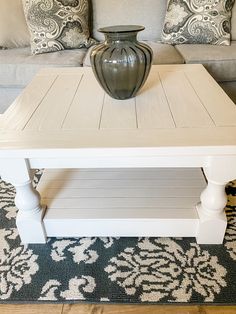 Rustic Baluster farmhouse Coffee Table. Are you looking for that perfect balance between farmhouse style and elegance? We can help. This beautiful coffee table measures 36 x 36 x 19.5. It is painted with light ivory paint and lightly distressed. This solid wood coffee table comes fully assembled. Shipping is free. Wood Coffee Table Makeover, Square Farmhouse Coffee Table, Tv Stand And End Tables, Square Farmhouse, Cabinet Island, Wall Stove, Coffee Table Makeover, White Coffee Table, Ivory Paint