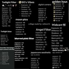 an info sheet with different types of filters