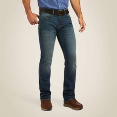 With a slim fit, subtle stitch detail, and built in performance features, these straight leg jeans go anywhere you need to be. Luxurious Italian denim keeps you looking good and feeling comfortable all day and all night. M7 Slim Premium Straight Jean | Men's M7 Slim Premium Straight Jeans in Asmu Blue Lake, Size: 40 X 34 by Ariat Classic Fitted Denim Jeans, Fitted Medium Wash Cropped Jeans, Rugged Fitted Denim Blue Bottoms, Fitted Rugged Denim Blue Bottoms, Fitted Dark Wash Jeans With Belt Loops, Dark Wash Straight Slim Fit Jeans, Fitted Straight Jeans With Belt Loops, Medium Wash Slim Straight Fit Jeans, Slim Straight Fit Medium Wash Jeans