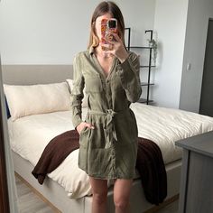 Tie Waist Abercrombie Dress Abercrombie Dress, Abercrombie Fitch, Button Up, Long Sleeve Dress, Womens Dresses, Long Sleeve, Green, Women Shopping, Dresses