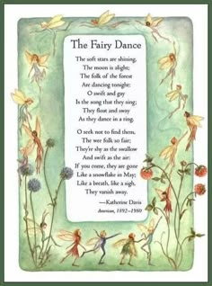 the fairy dance poem is shown with flowers