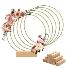 PRICES MAY VARY. Package included: 6 pieces 10 inch gold metal rings with 6 pieces natural wooden card holder Dimension details: These gold floral rings are 10 inch(25cm) in diameter; Thickness: 3 mm, and the wooden stand is 3.15 x 1.18 x 0.79 inch (8 x 3 x 2cm), they can be perfectly combined to make wedding table centerpieces decor Material: These gold floral hoops are made of sturdy and durable metal which surface has glazed, it is anti-oxidation and anti-rust. The wooden stand is made of nat Dream Catcher Crafts, Hoop Centerpiece, Hanging Wreaths, Table Wreath, Wooden Stand, Wreath Decor, 6 Pack, Metal Rings, Wedding Table