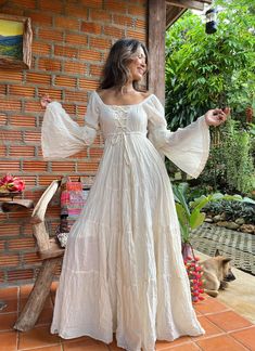 Handmade Smocked Boho off Shoulder Dress/beach Maxi Dress/bohemian White Wedding Dress/romantic White Maxi Dress/wide Sleeve Wedding Dress. - Etsy Maxi Wedding Dress, Cotton Wedding Dresses, Flowy Bohemian Dresses, Boho Layering, Angel Sleeves, Long White Dress, Maxi Dress Wedding, Long Sleeve Maxi, Bohemian Dress