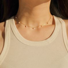 "This dainty pearl choker is handmade with freshwater pearls and 14k gold filled chain which is long-lasting and friendly to the skin. Super cute and will go with any outfit. You can either stack it with other necklaces or let it shine alone. Details Genuine freshwater pearls measure 3.5mm. Three lengths to choose from, 14\" shown in the photos. 14k gold filled. Wanna browse more of my necklace series? https://www.etsy.com/ca/shop/PrettyPearlfect?section_id=31790396 Take a look at my shop to dis Pearls Choker, Freshwater Pearl Jewelry, Let It Shine, White Jewelry, Coffee And Books, Pearl Choker, Necklace Dainty, Gold Filled Chain, Outfit Details