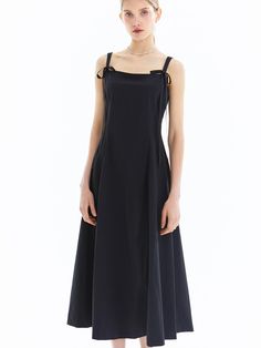 Soft and drapery, this sleeveless dress features feminine sqaure neckline and flare skirt panel. It is accentuated with detachable ribbon trims at shoulder straps.  - Lightweight, stretchy texture- Minimalistic design in long length- Back zip fastenings- Wide flare hem - Romantic yet casual mood Minimalistic Design, Ribbon Trim, Flare Skirt, Long Length, Shoulder Straps, Minimalist Design, Sleeveless Dress, Ribbon, Texture